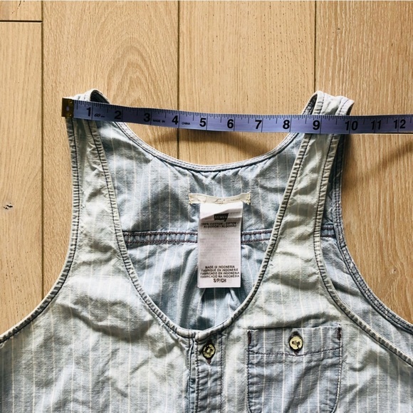 Levi’s Light Wash Chambray Striped Romper - Picture 2 of 9